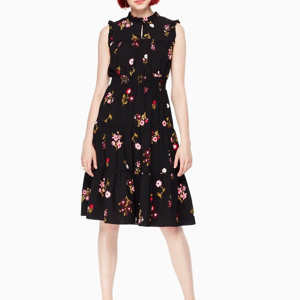 Kate Spade Black Floral Asymmetrical Dress